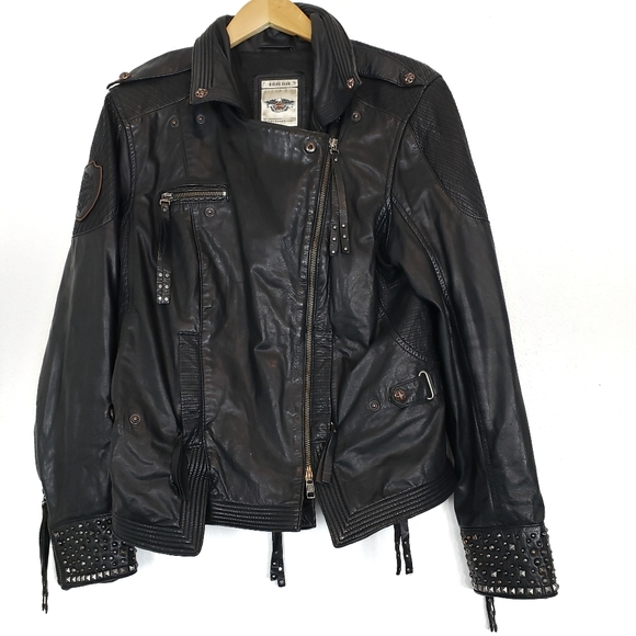 Harley-Davidson Black Leather Jacket with Studded Details - Picture 5 of 15
